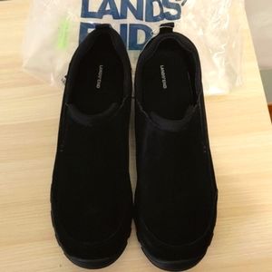 Lands End All Weather Suede Moccasins 7W NWT